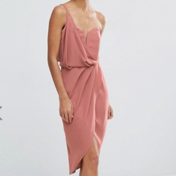 ASOS Dresses & Skirts - ASOS Asymmetric One Shoulder Wrap Pencil Dress